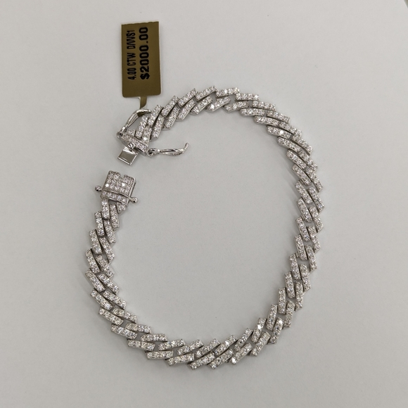 Moissanite Diamond 925 Sterling Silver cuban Bracelet